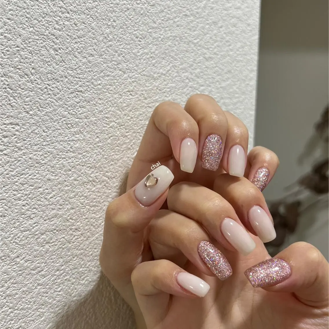ネイル ハート ピンク ハンドネイル chai nail _ai📍鶴橋/桃谷のネイルデザイン