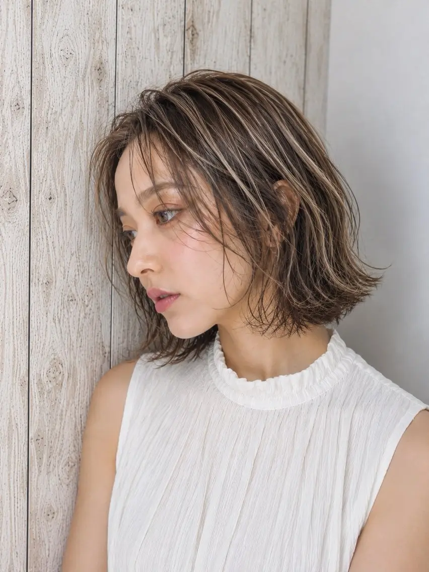 ミディアム hair＆life 9’sのヘアスタイル