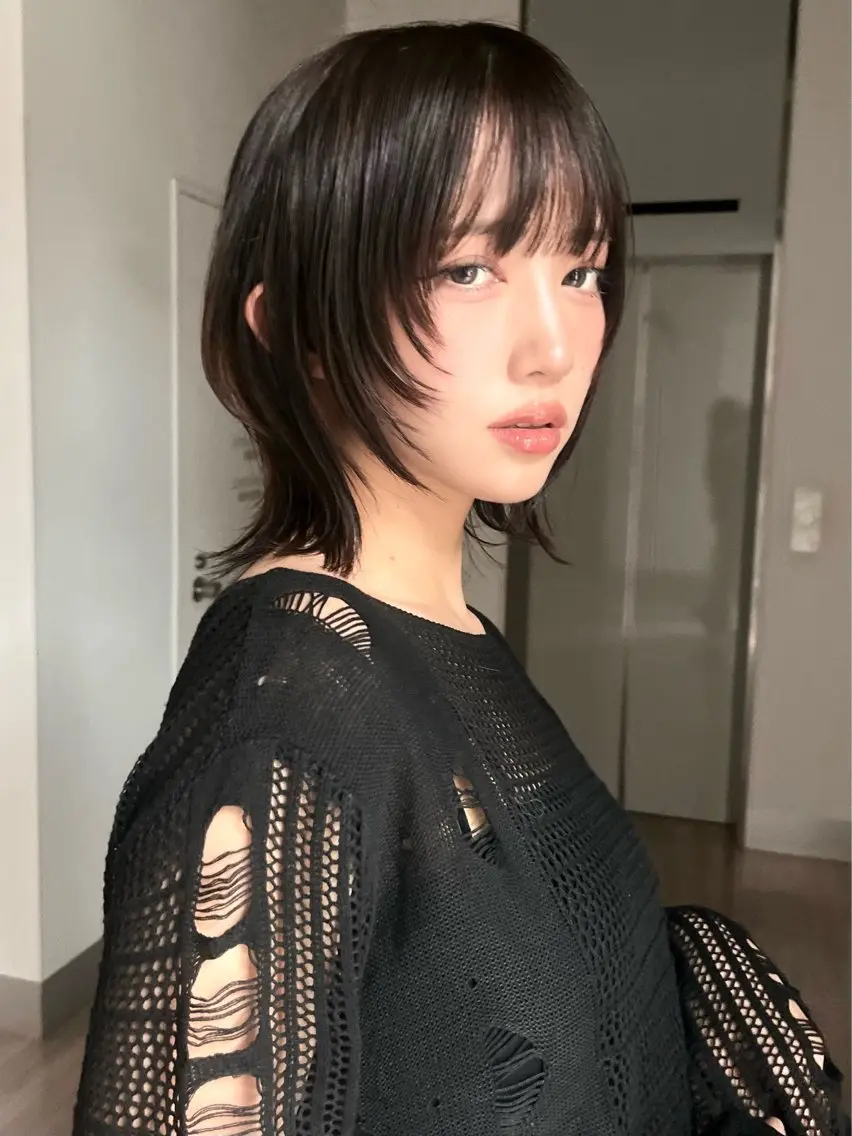 ミディアム カラー カット ヘアカラー ウルフ🦋顔まわり ❤︎ ͛めいのヘアスタイル
