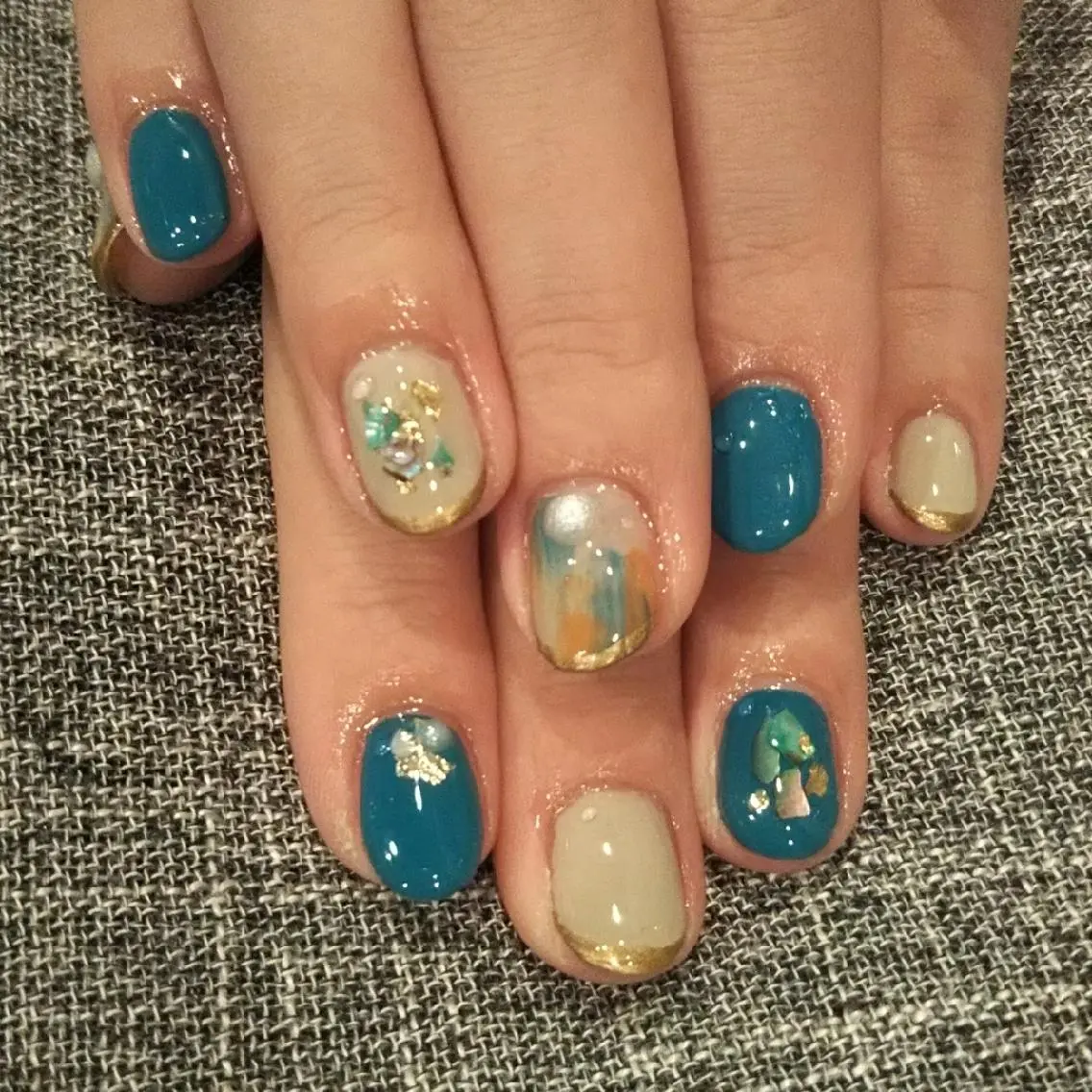 ネイル ブルー ハンドネイル private salon mieのネイルデザイン