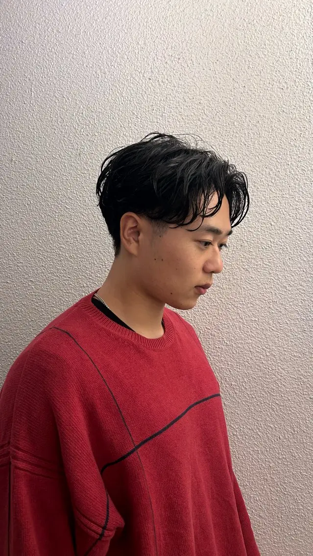 ショート メンズ センターパート 刈り上げ 🌿ボブ パーマ高橋啓太🌿のヘアスタイル