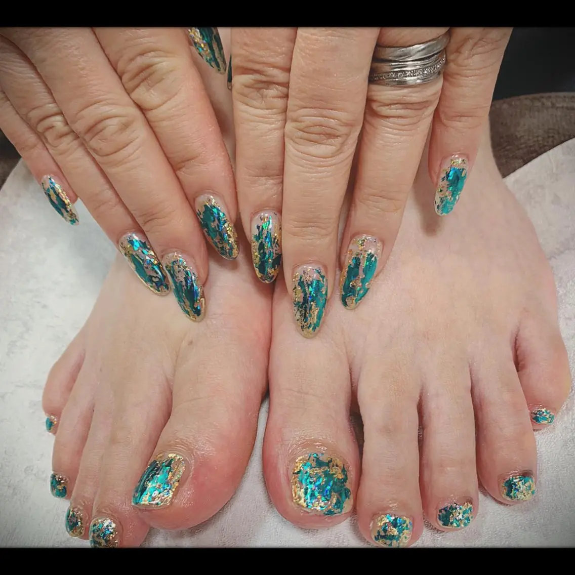 ネイル フットネイル おそろいネイル M nail 市原市ちはら台のネイルデザイン