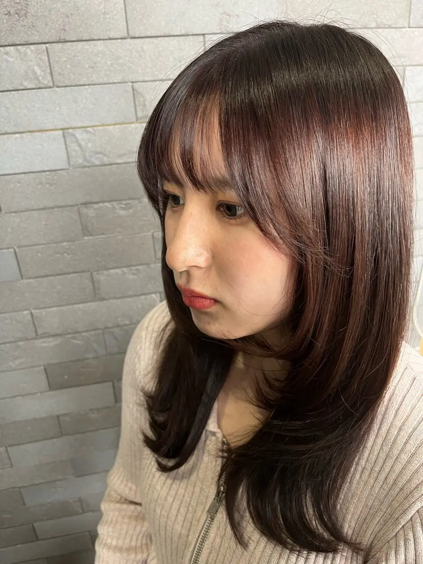 セミロング カラー レッドカラー カット ヘアカラー 浜松街中/駐車場有 マンツーマン小畑翔平のヘアスタイル