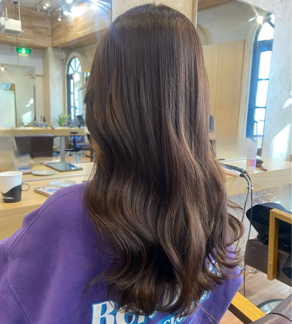 セミロング カラー ベージュカラー ショコラベージュ マンツーマン 美容師💚コウブチのヘアスタイル