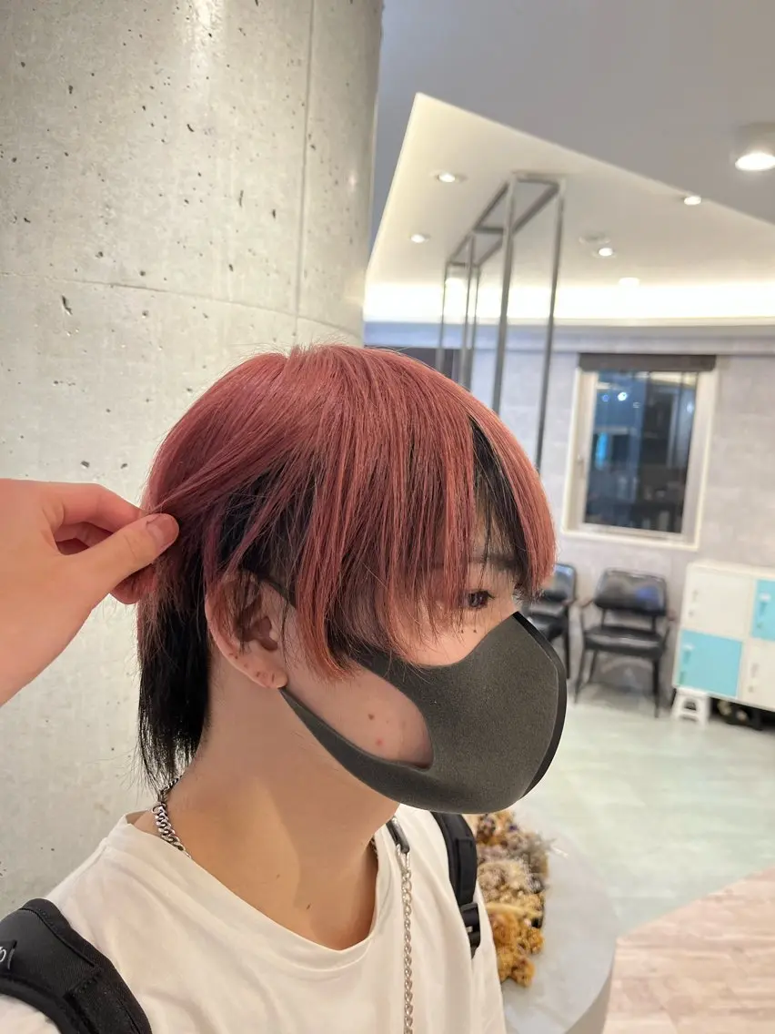 カラー メンズ メンズブリーチ ブリーチ ピンクカラー ケアブリーチ🌟 ♢WATARU♢のヘアスタイル
