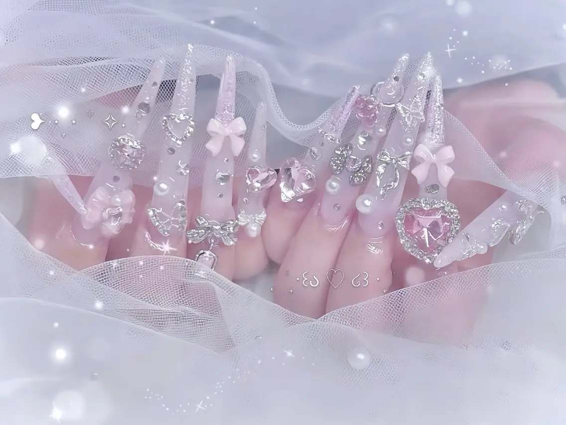ネイル べっ甲ネイル ブルー 長さ出し フレンチネイル ジェルネイル ハンドネイル Rin Nail 新大久保店のネイルデザイン