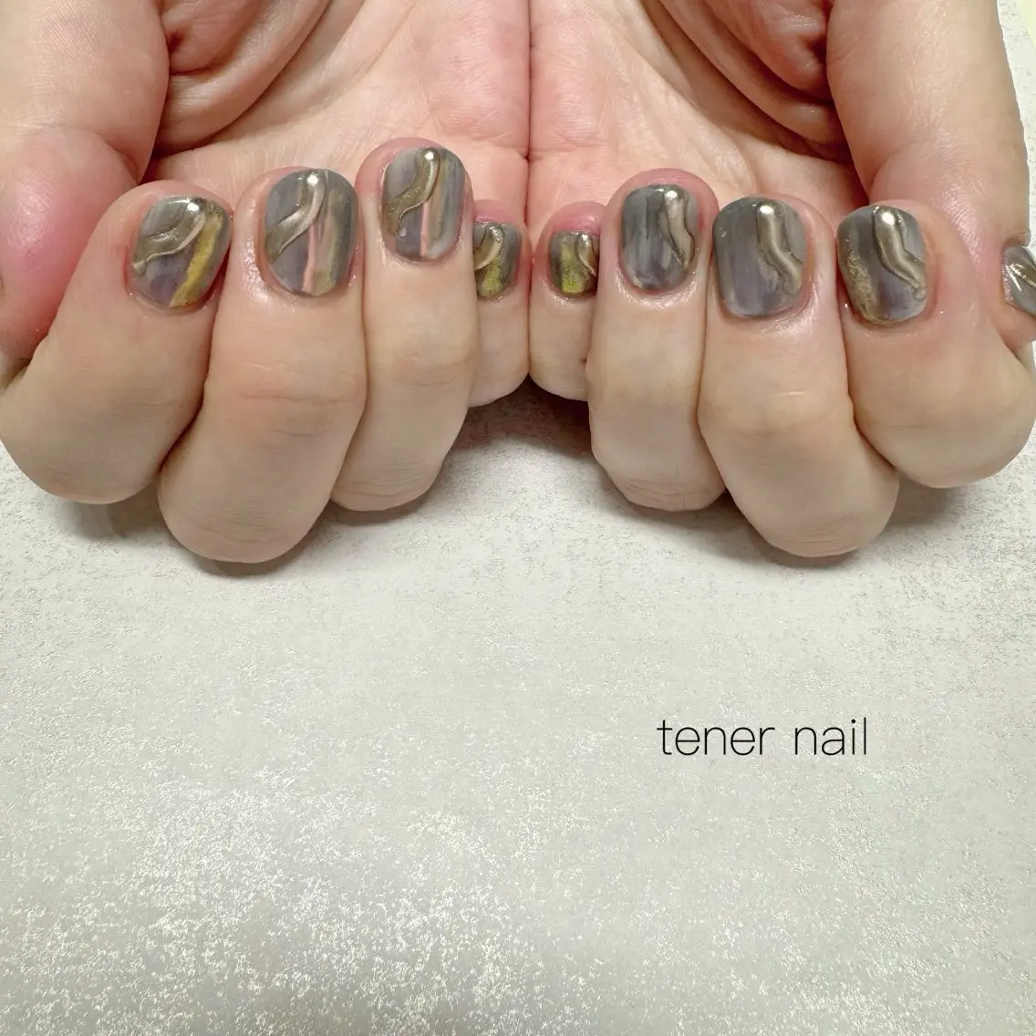 ネイル オーロラネイル ミラーネイル ニュアンスネイル ハンドネイル テネルネイル tener nailのネイルデザイン