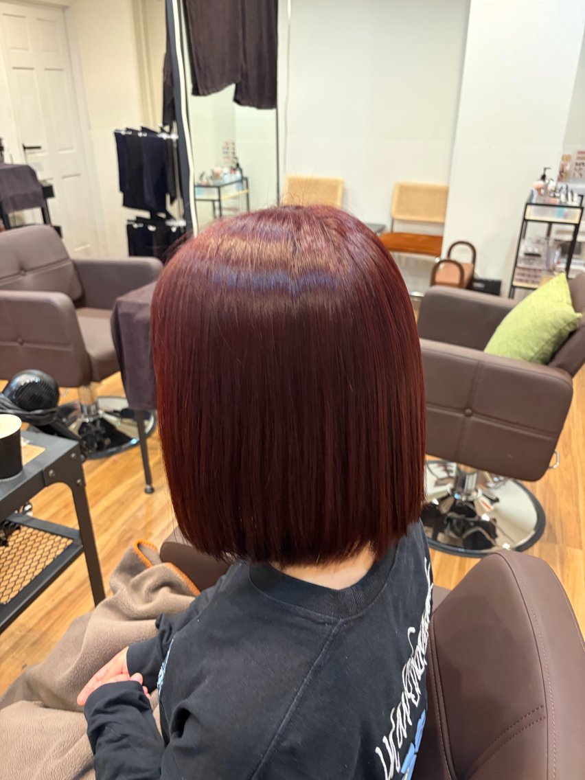 ショート カラー ブリーチ ブリーチなしカラー レッドカラー 新倉 あかねのヘアスタイル