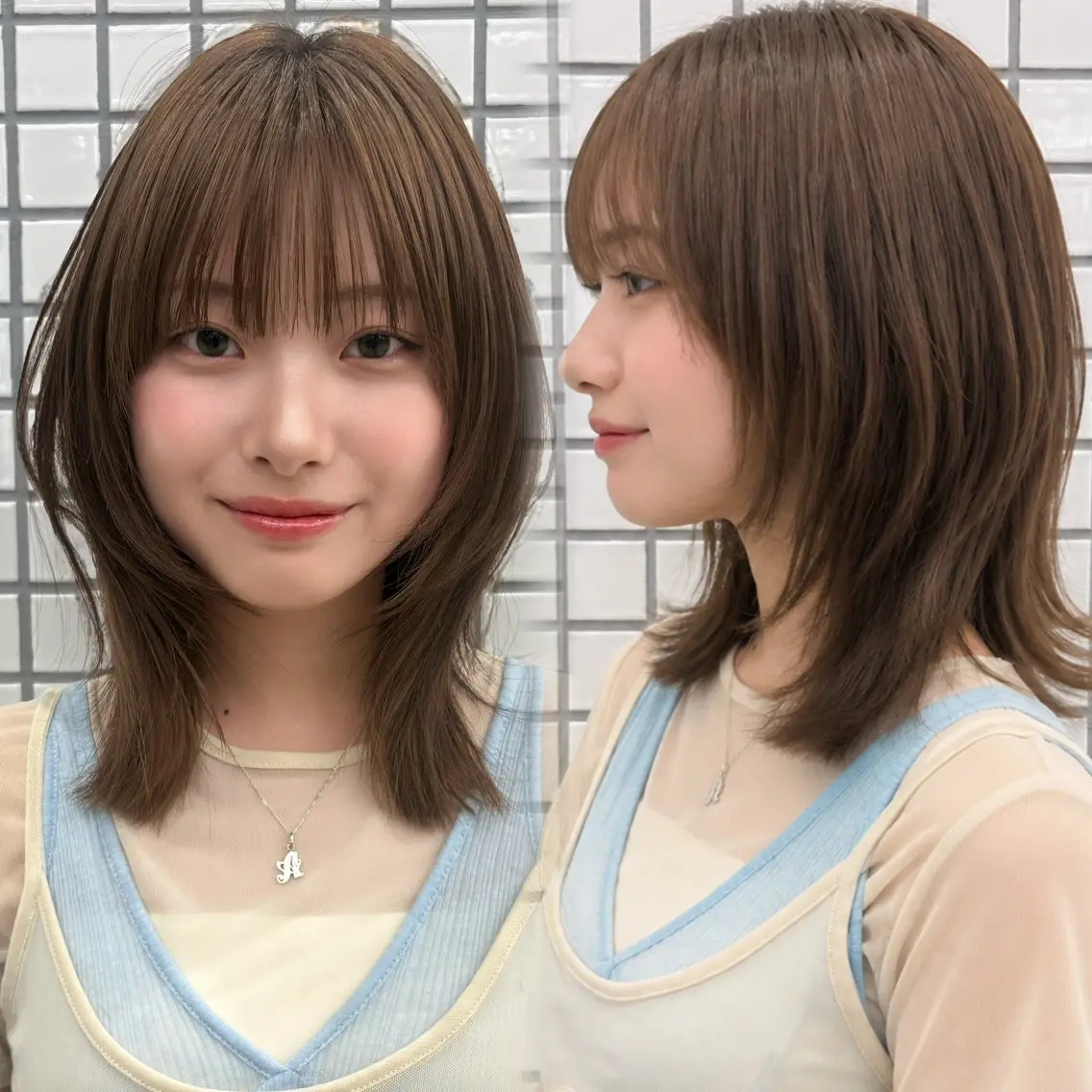 ミディアム カット ヘアカラー トリートメント 泉 舞香のヘアスタイル