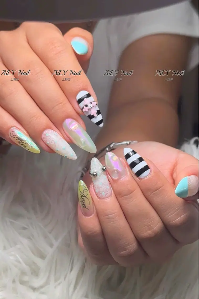 ネイル アートネイル ジェルネイル マグネットネイル ニュアンスネイル シンプルネイル ハンドネイル AiLy Nail 上野店のネイルデザイン