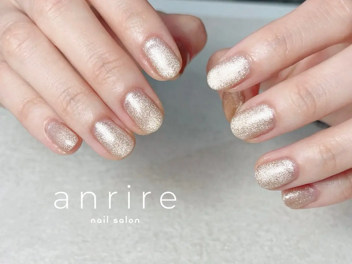 ネイル ブラウン ジェルネイル キラキラネイル マグネットネイル パラジェル nailsalon anrireのネイルデザイン
