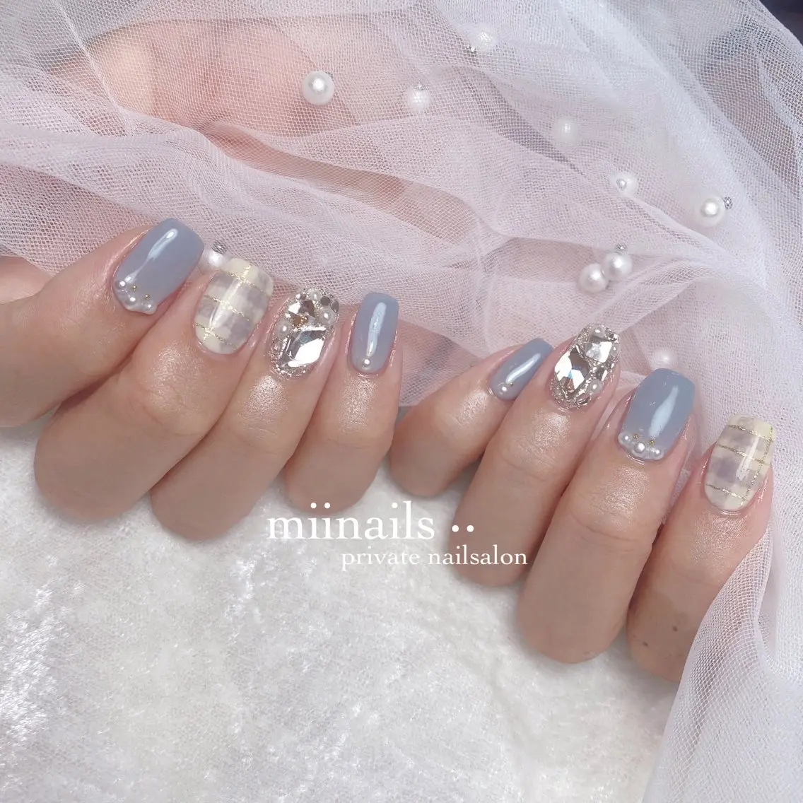 ネイル フレンチネイル 韓国ネイル ワンホンネイル ハンドネイル nailsalon miinailsのネイルデザイン