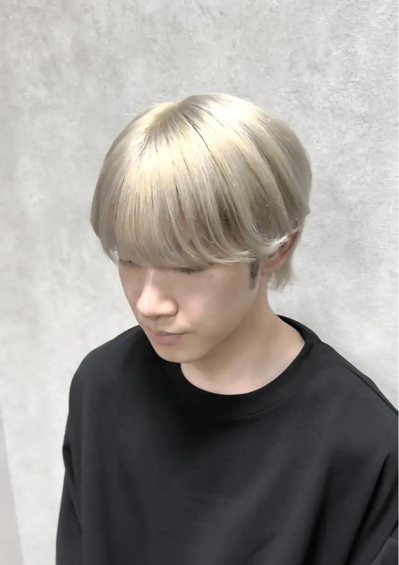 ショート カラー メンズ ブロンド 透明感カラー ホワイトブロンド カット ヘアカラー 札幌メンズ指名 No. 1/光👑のヘアスタイル