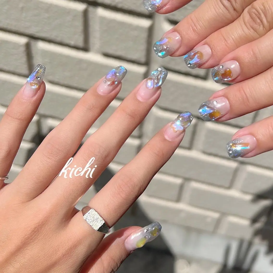 ネイル ジェルネイル 持ち込み ニュアンスネイル パラジェル 夏ネイル kichi･: *のネイルデザイン
