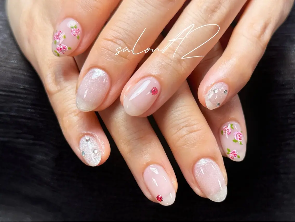 ネイル アートネイル 長さ出し フットネイル フレンチネイル ジェルネイル salon AZのネイルデザイン