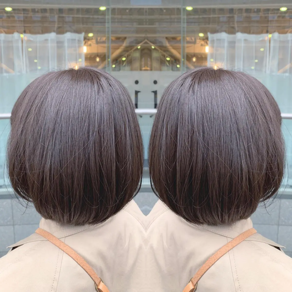 ショート カラー グレージュ イルミナカラー 青木 茂樹⭐️ 透明感カラーのヘアスタイル