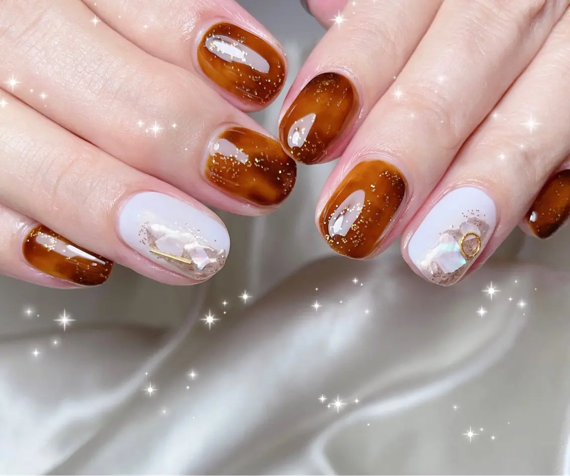 ネイル アートネイル べっ甲ネイル ハンドネイル FLARE NAIL フレアネイルのネイルデザイン