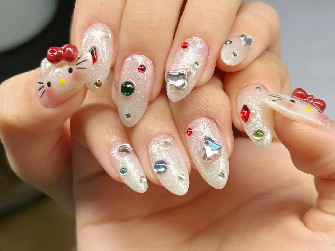 ネイル アートネイル チークネイル 成人式 入学式 長さ出し ハンドネイル Lino Nailのネイルデザイン
