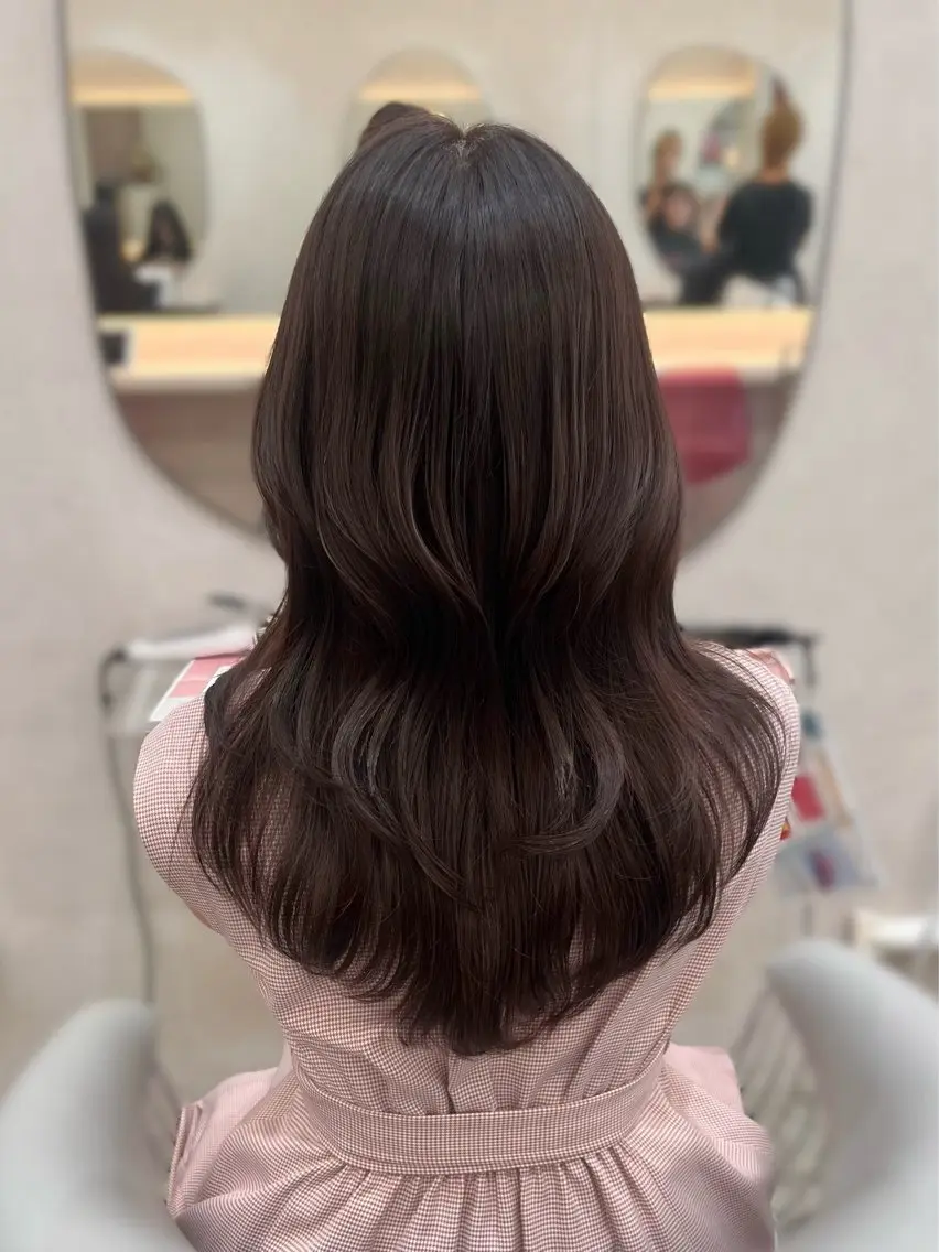セミロング カラー ブリーチ ラベンダーカラー ブリーチなしカラー 髪質改善 トリートメント カット ヘアカラー トリートメント 韓国ハッシュカット/ 新宿/髪質改善/岡崎のヘアスタイル