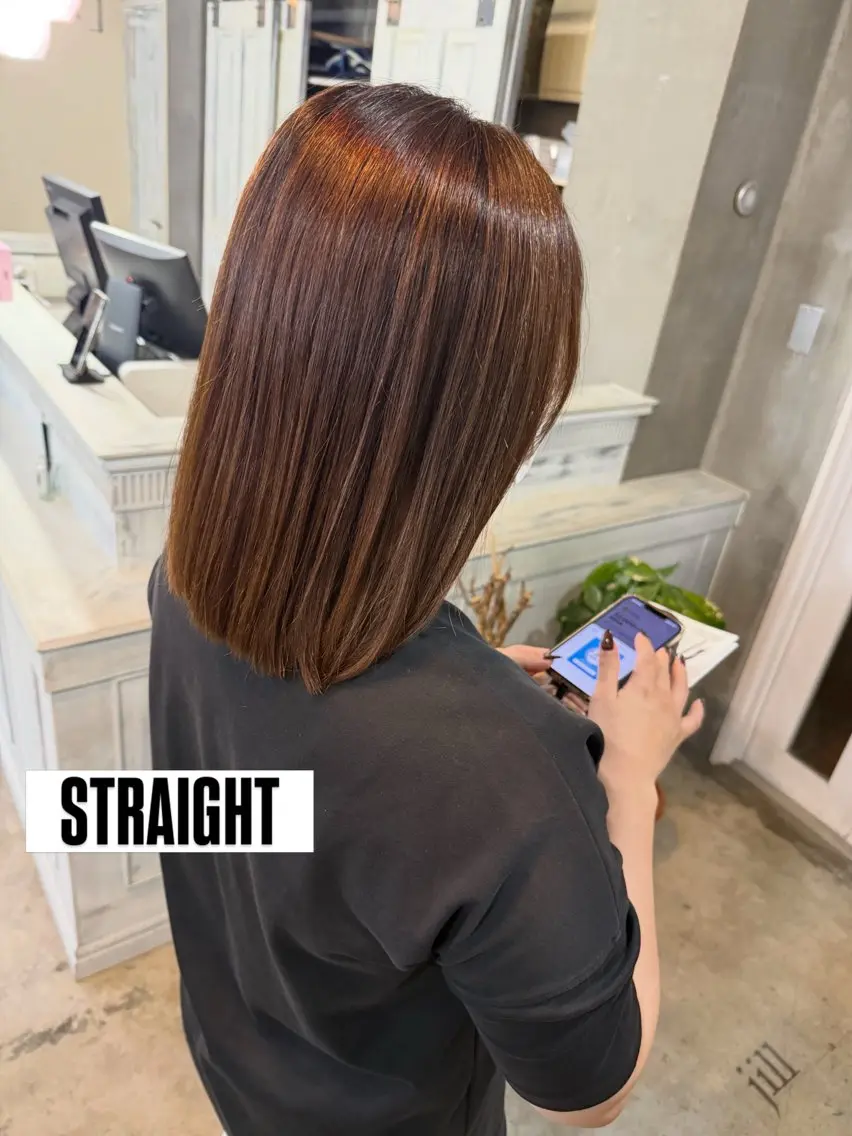 セミロング 縮毛矯正 カット 縮毛矯正 トリートメント 宍戸 花穂のヘアスタイル