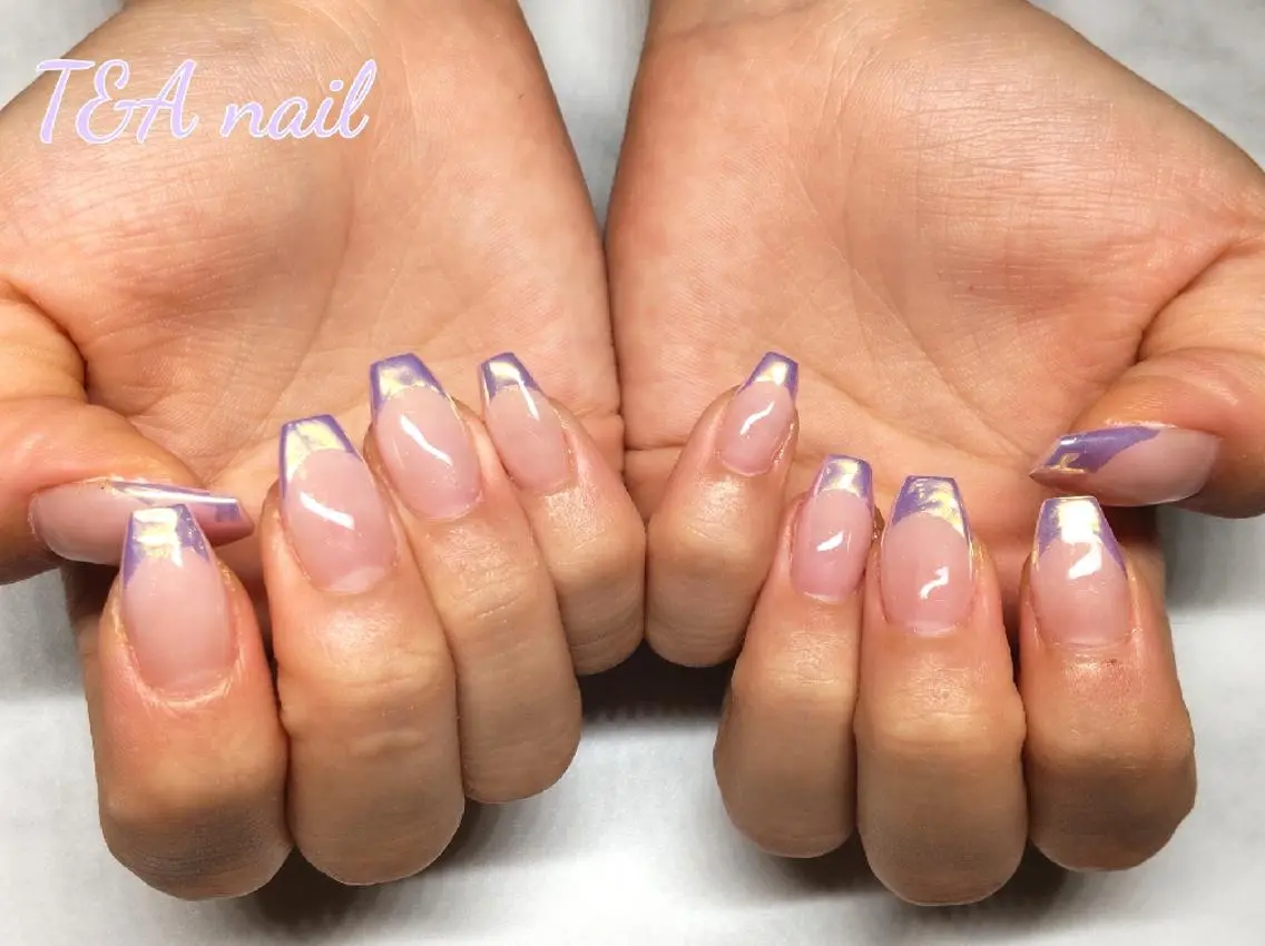 ミディアム ネイル 長さ出し フレンチネイル ジェルネイル ニュアンスネイル スカルプネイル T&A nailのネイルデザイン