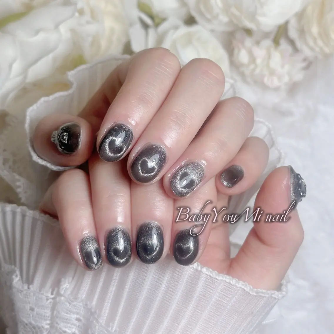 ネイル オーロラネイル チークネイル 成人式 フットネイル フレンチネイル ハンドネイル BabyYouMi nailのネイルデザイン