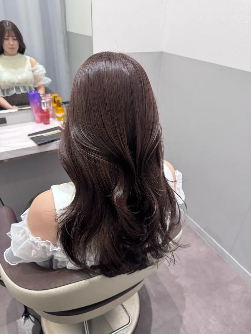 ロング カラー ブラウンカラー ピンクカラー ピンクブラウン カット ヘアカラー トリートメント 🇰🇷韓国風艶髪✨ 髪質改善 倉岡しおんのヘアスタイル