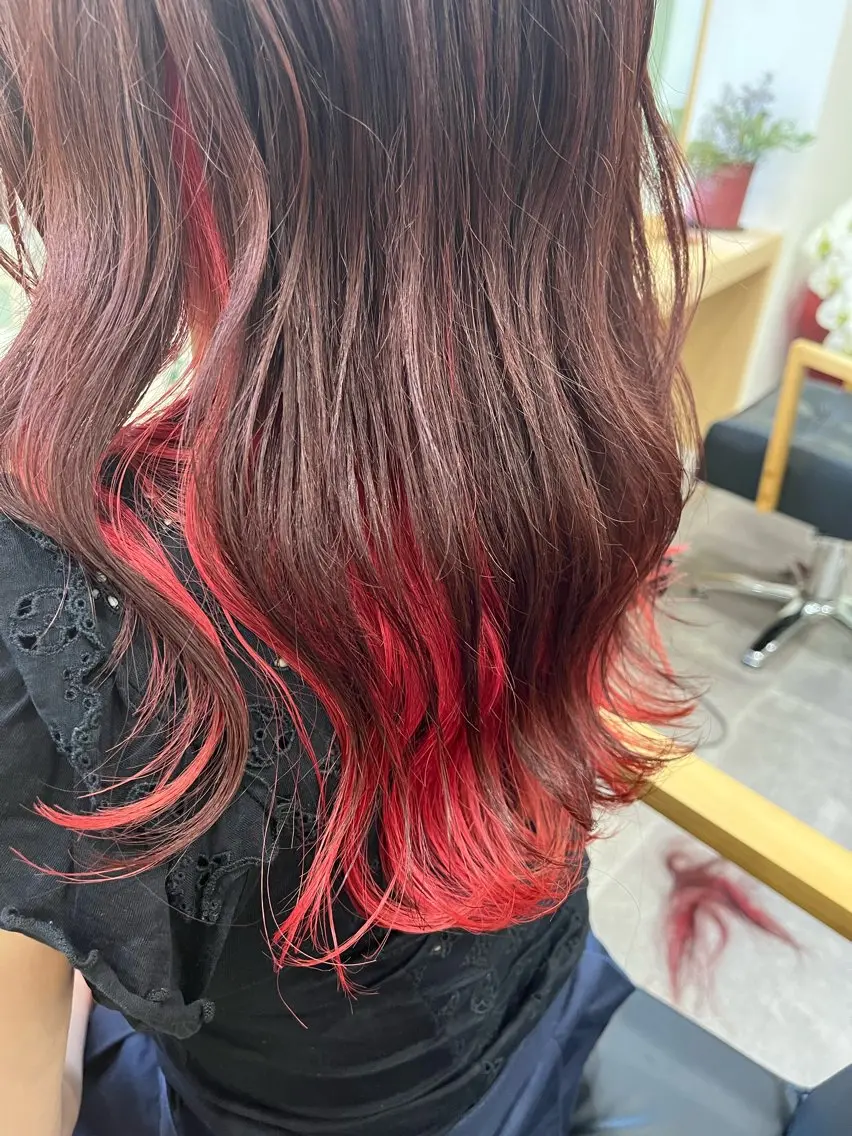 セミロング カラー レッドカラー カット ヘアカラー (kakko )のヘアスタイル