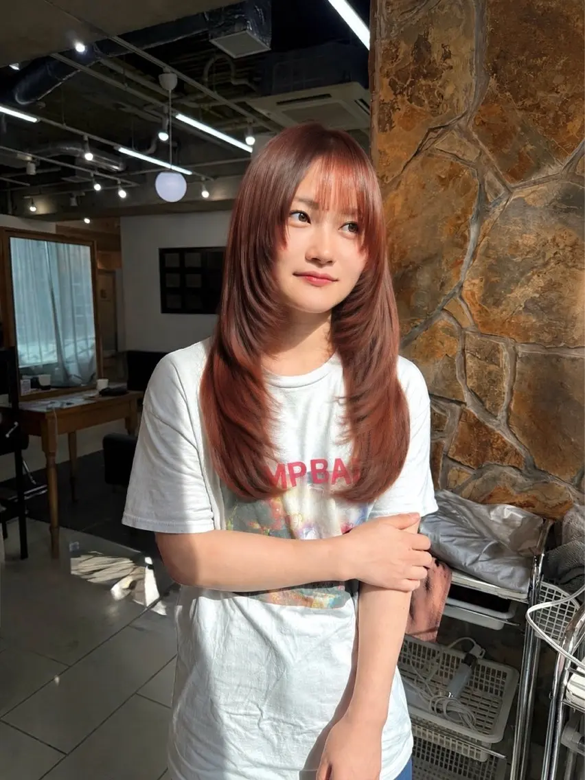 ロング カラー レイヤーカット ヘアカラー マツオカ マコのヘアスタイル