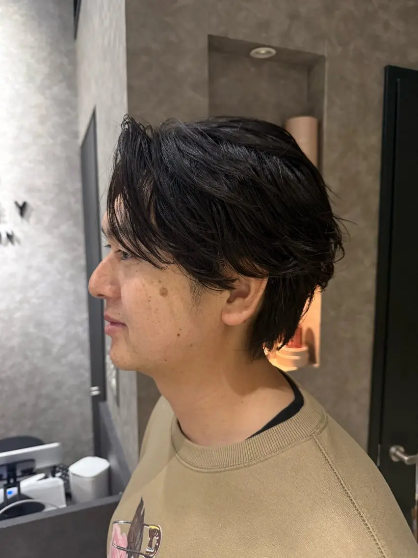 パーマ メンズ フェザーパーマ メンズパーマ 本田 有里のヘアスタイル