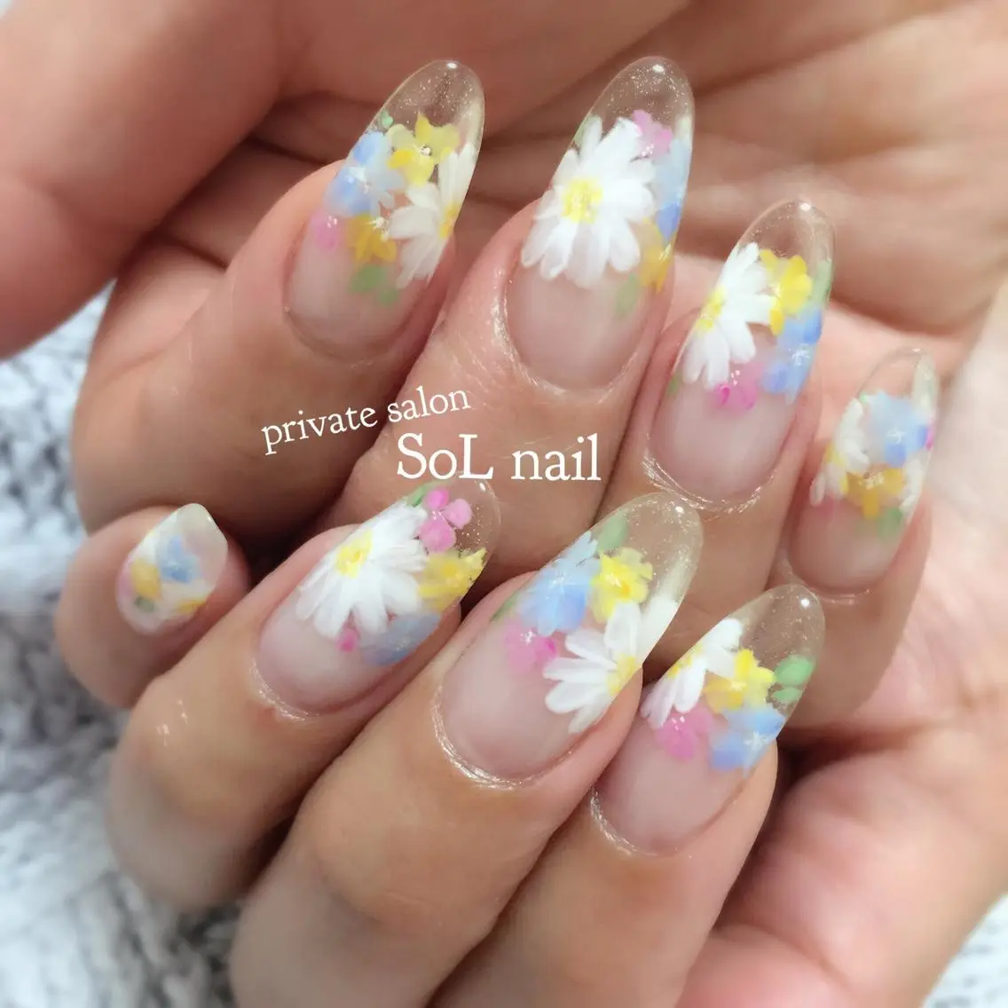 ロング ネイル フラワーネイル SOL NAILのネイルデザイン