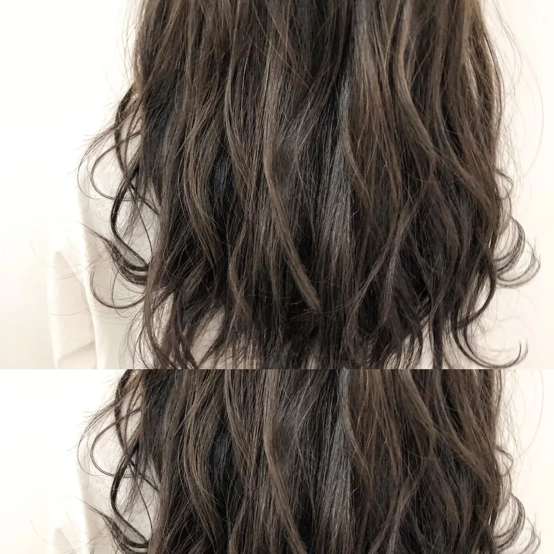 ロング カラー アッシュ バレイヤージュ ブリーチ グラデーションカラー グレージュ 似合わせカット/ レイヤーカット/新谷のヘアスタイル