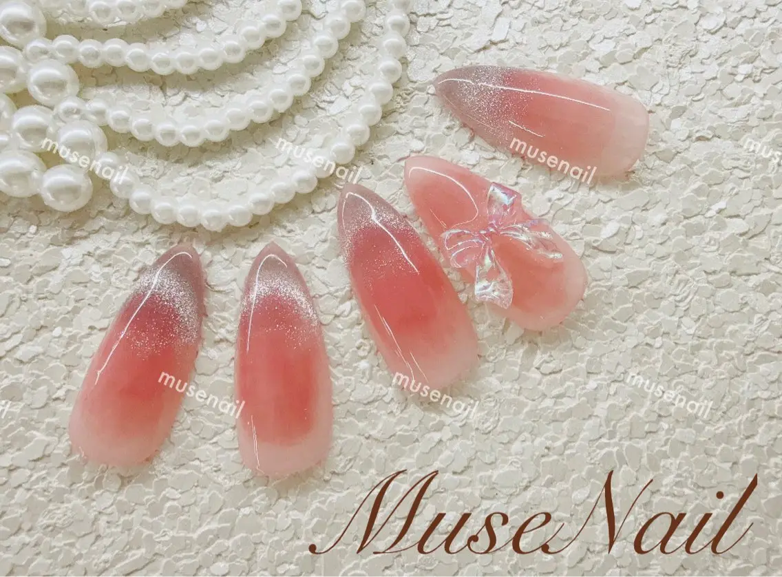 ネイル オーロラネイル 長さ出し フットネイル ジェルネイル 韓国ネイル muse nailのネイルデザイン