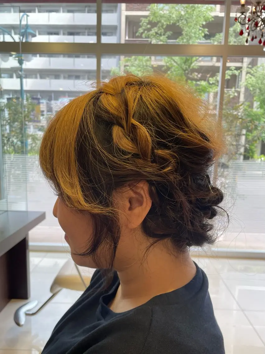セミロング ヘアアレンジ ヘアセット EARTH大曽根💛 田中りほのヘアスタイル