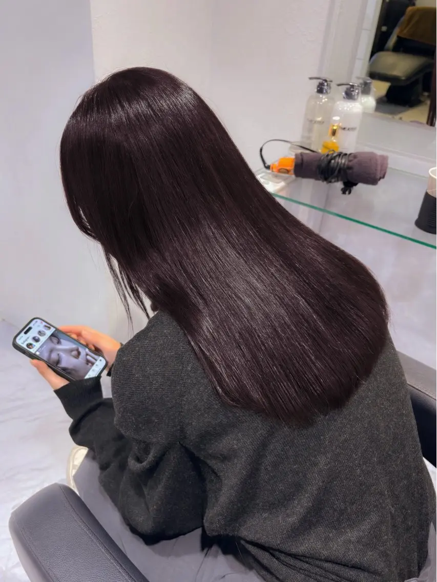 ロング カラー ラベンダーカラー 髪質改善 トリートメント 表参道♡暗髪♡ 艶カラー♡アユミのヘアスタイル