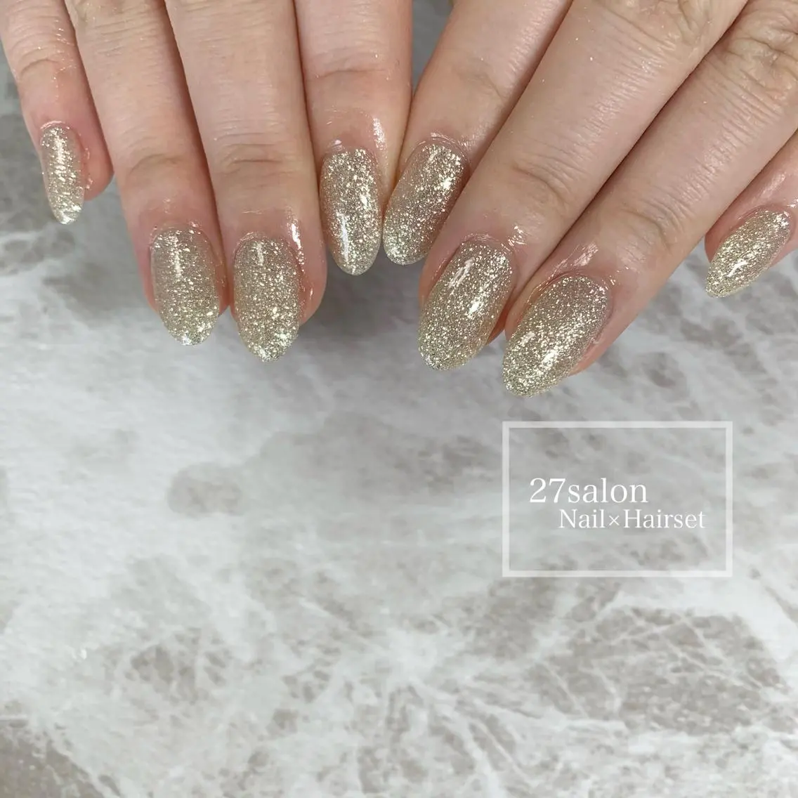 ネイル ラメ(グリッター) ホワイト 27salon yuinaのネイルデザイン