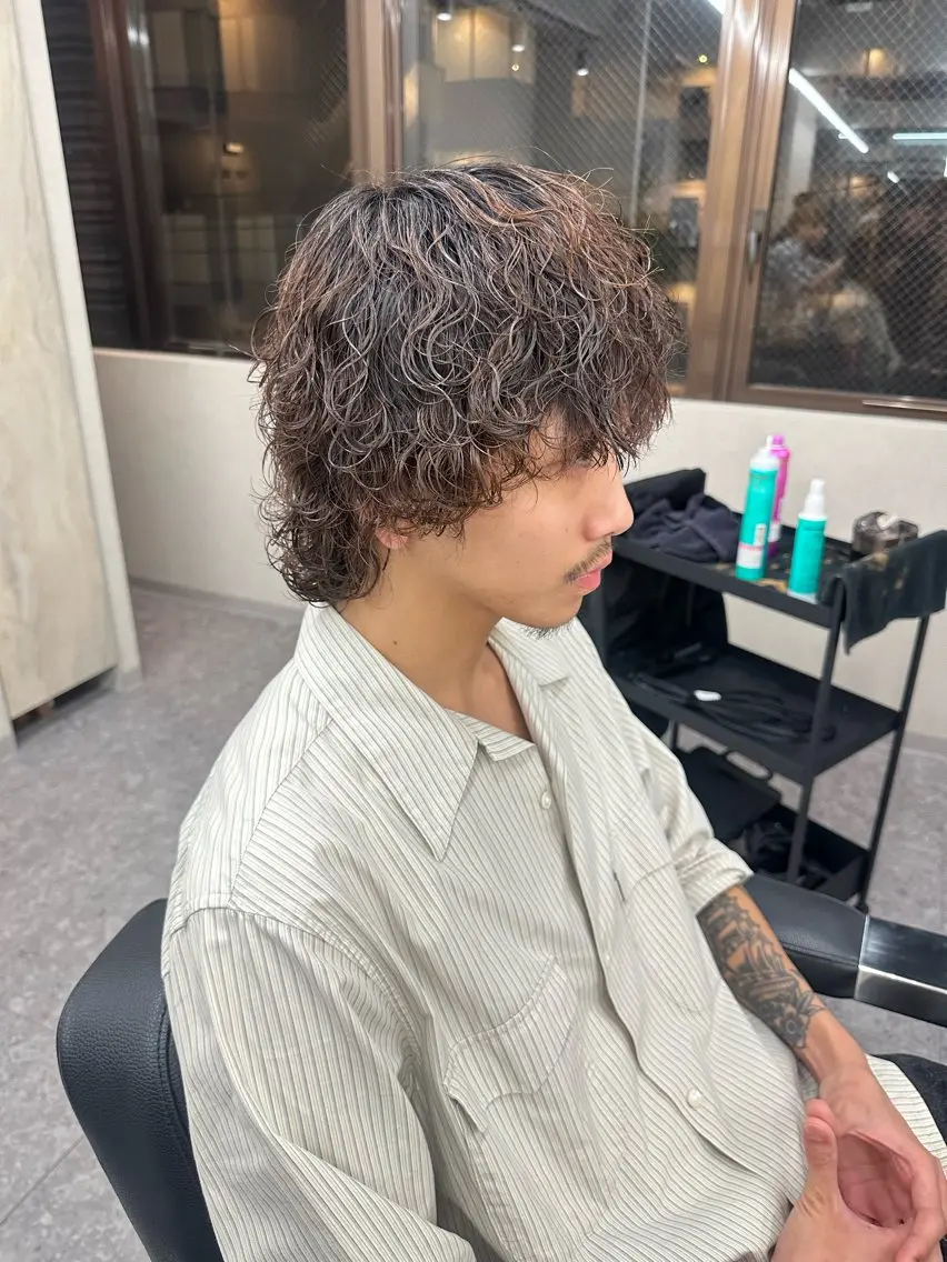 ミディアム パーマ メンズ メッシュパーマ支持率 ◎大宮/隼也のヘアスタイル