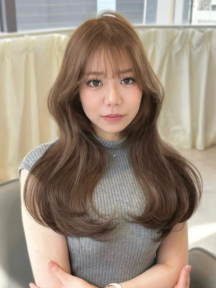 セミロング カラー 透明感カラー 髪質改善 トリートメント ヘアカラー トリートメント ao - 赤み消し ベージュ/大阪梅田のヘアスタイル