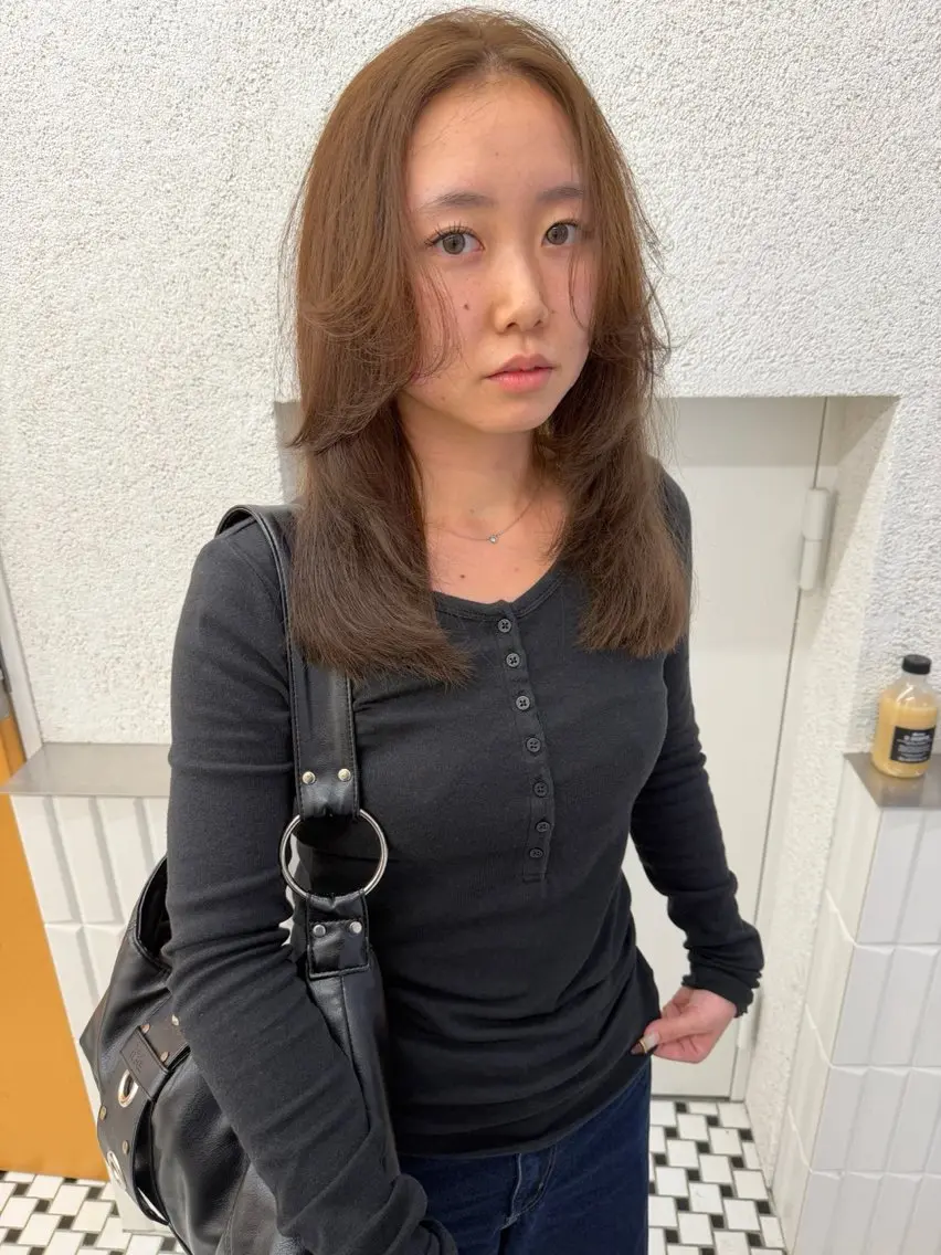 ミディアム カラー ブリーチ ダブルカラー ブリーチなしカラー ヘアカラー 高橋一哉/ ベージュカラーのヘアスタイル