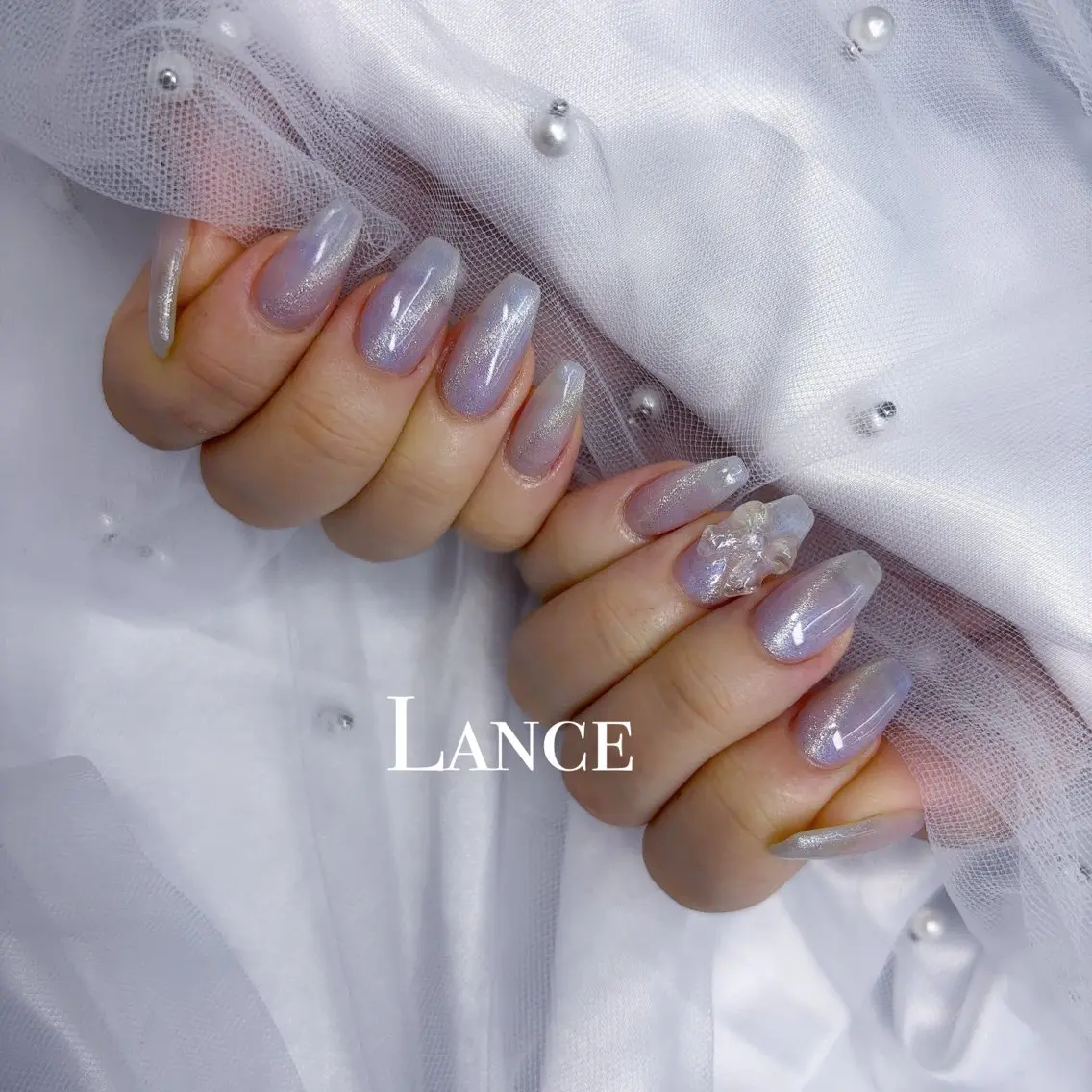 ネイル オーロラネイル フットネイル フレンチネイル ガラスフレンチ 氷ネイル・うるうるネイル ハンドネイル Lance nailのネイルデザイン