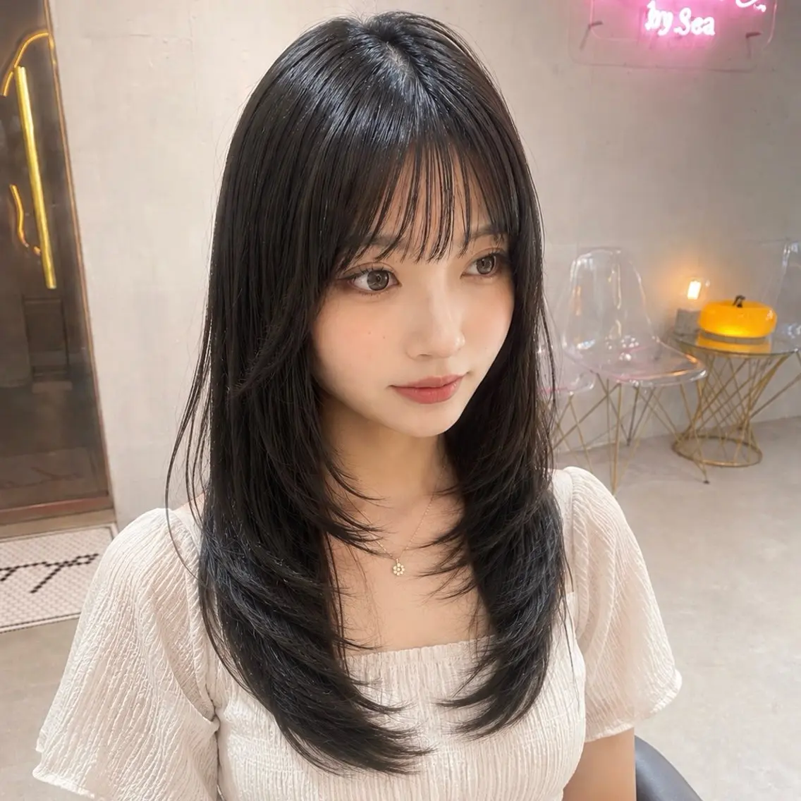 セミロング カラー カット ⟡美髪矯正/レイヤー /新宿🌙Yuukaのヘアスタイル
