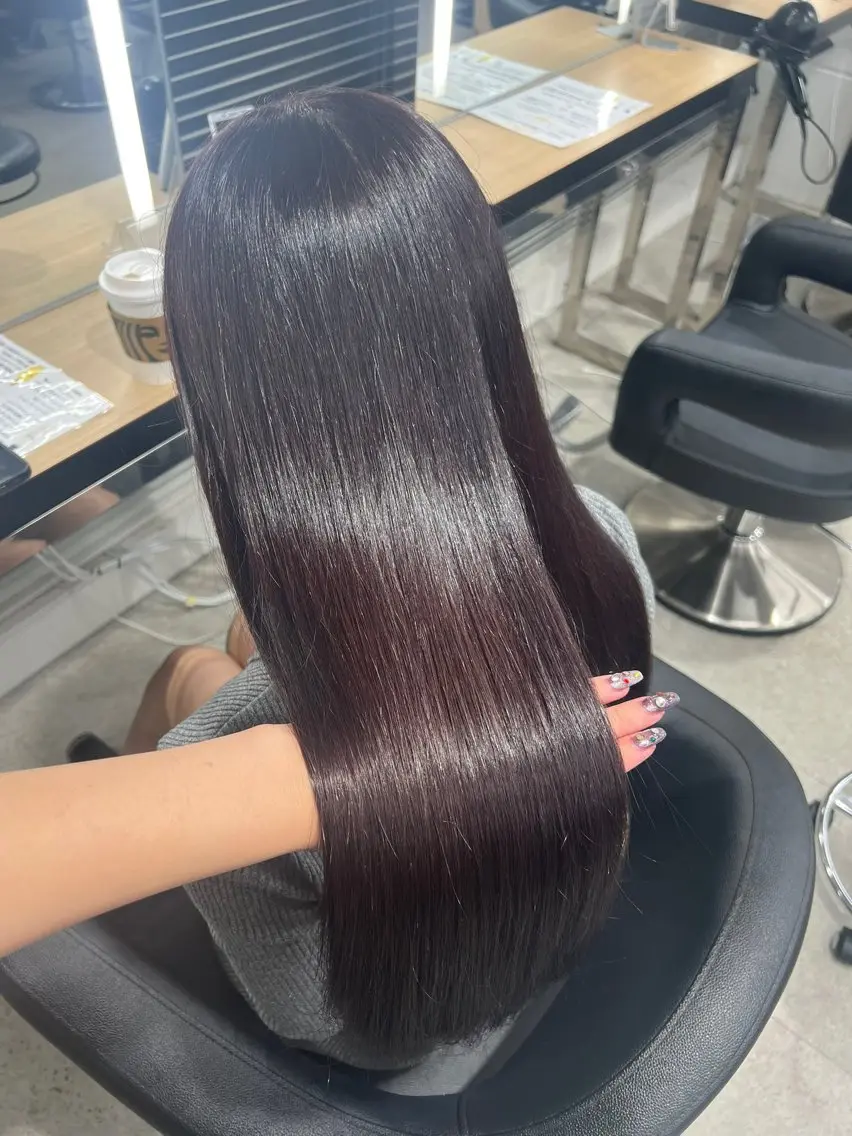 ロング カラー ブリーチ 髪質改善 トリートメント ヘアカラー 💗愛され暖色💗 ピンク/レッド💗のヘアスタイル