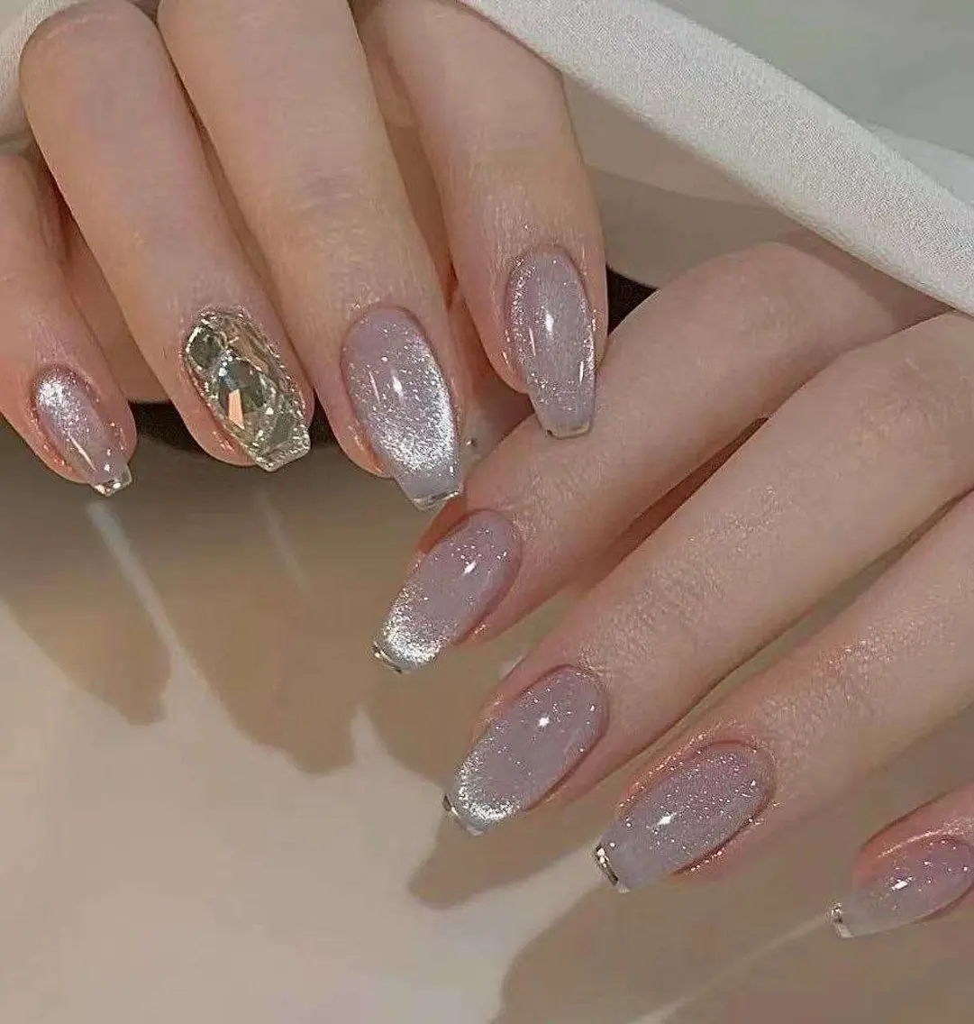 ネイル フラワーネイル フレンチネイル ジェルネイル ガラスフレンチ ハート ハンドネイル BabyYouMi nailのネイルデザイン