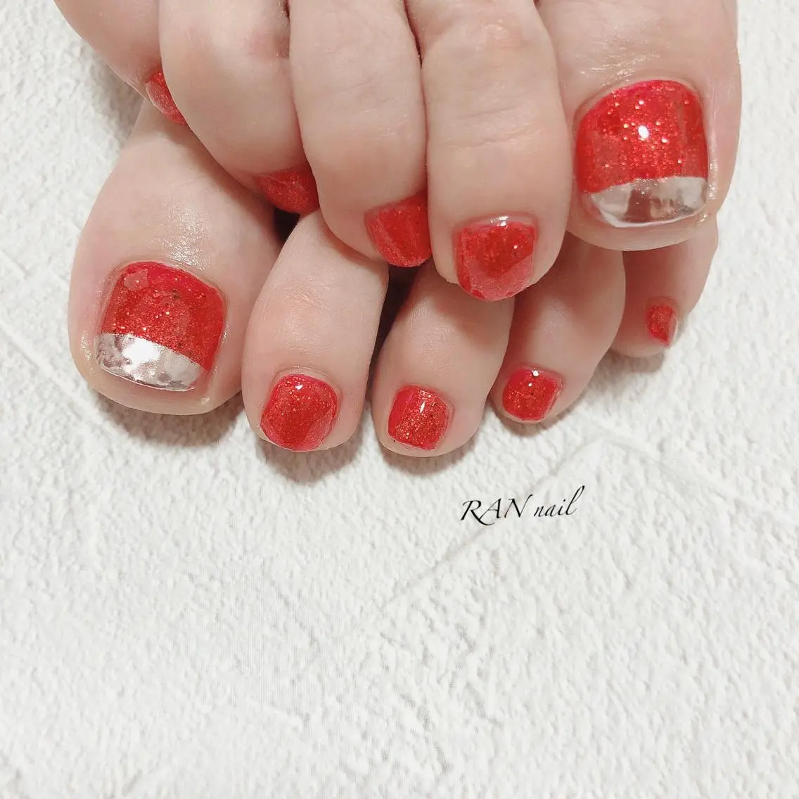 ネイル アートネイル フットネイル フレンチネイル キラキラネイル ラメ(グリッター) RAN nailのネイルデザイン