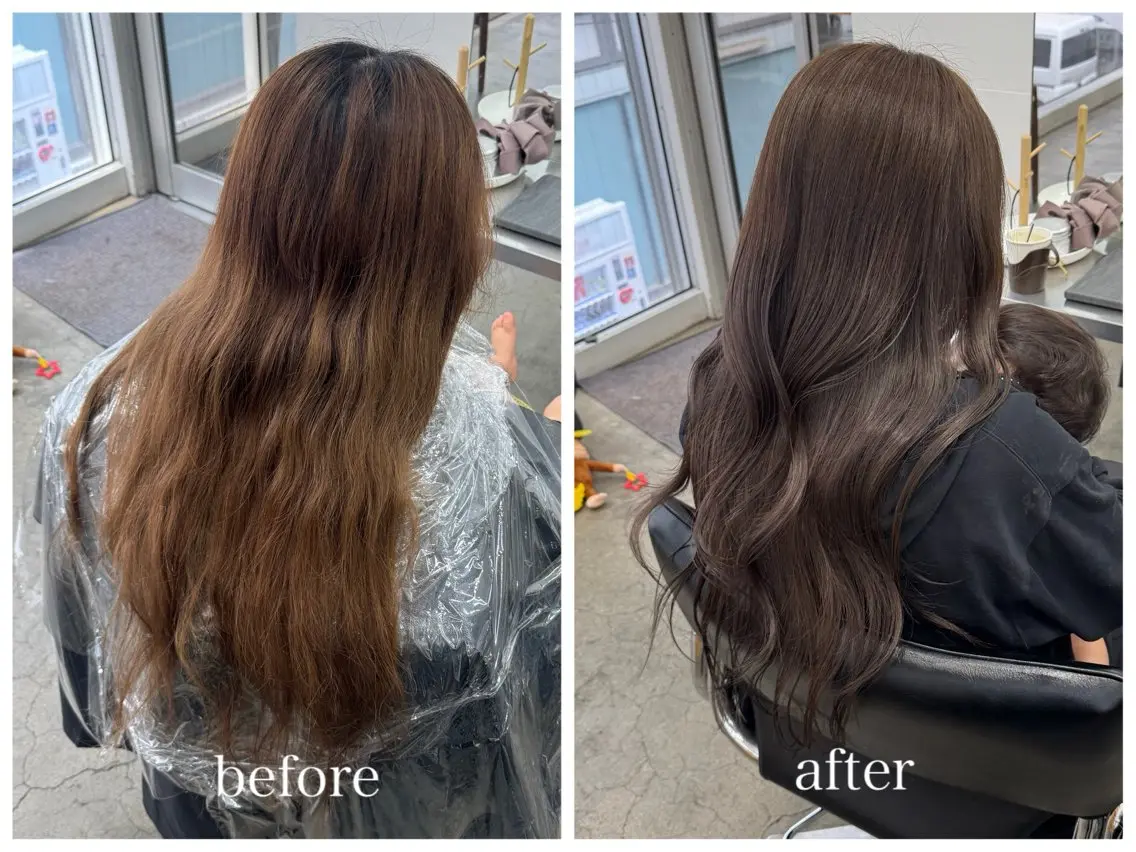 ロング カラー アディクシーカラー ブリーチ 透明感カラー グレージュ 新宿 似合わせカラー HINAのヘアスタイル