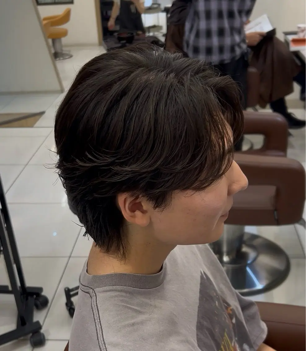 ミディアム パーマ メンズ ミディアムパーマ フェザーパーマ メンズパーマ カット パーマ 星加 理希のヘアスタイル
