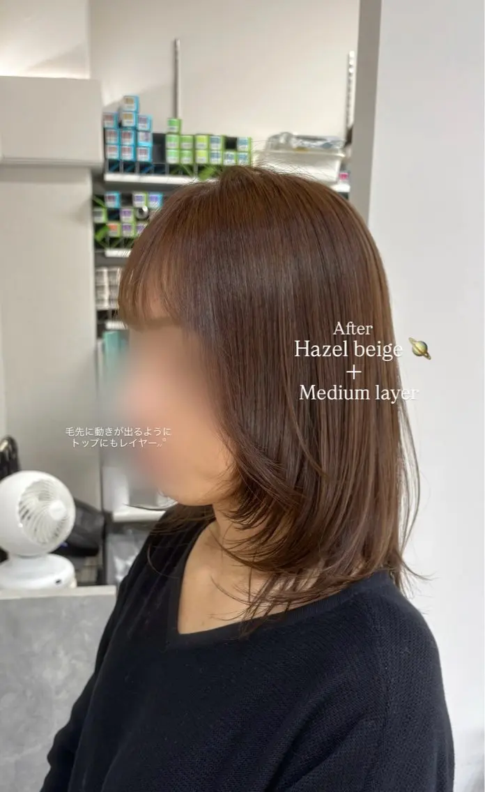 ミディアム カラー レイヤーカット 谷口 綾架のヘアスタイル