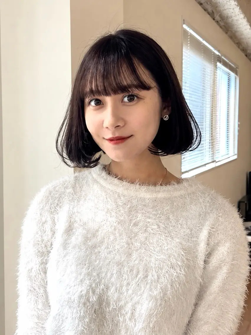 ミディアム ボブ カット ヘアカラー トリートメント ボブ/レイヤーカット 縮毛矯正/武田涼のヘアスタイル