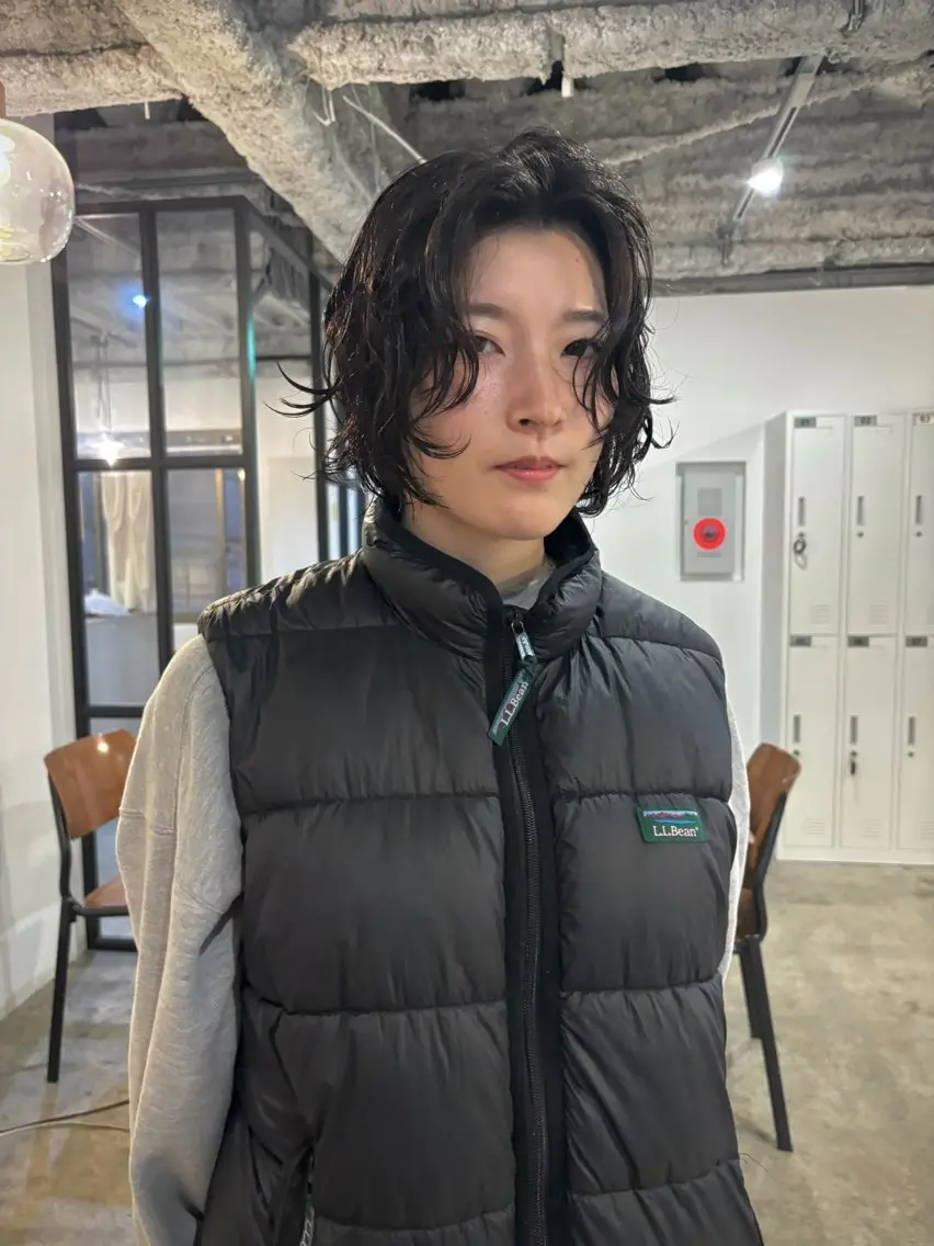 ミディアム パーマ ミディアムパーマ ボブ 顔まわりレイヤー 顔周りカット レイヤーカット カット パーマ yu maのヘアスタイル