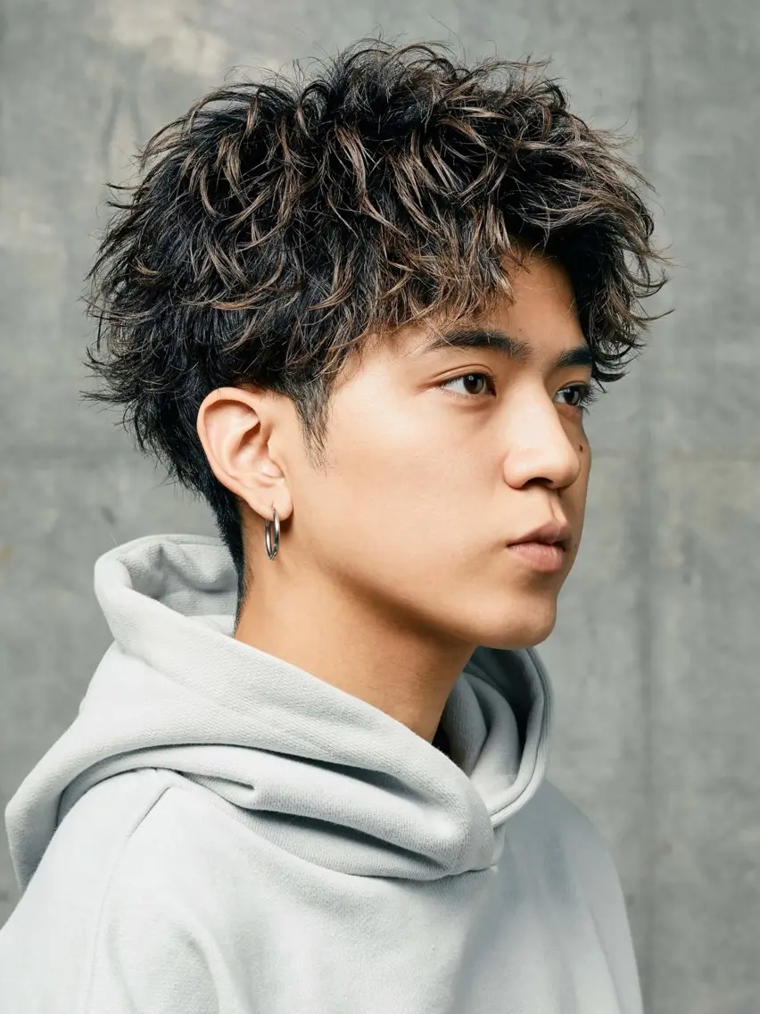 ショート パーマ メンズ 室谷 柚羽のヘアスタイル